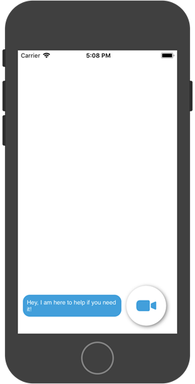 Shows an iOS device simulator screen with the Live Experience widget at the bottom.