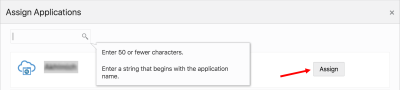 An image of the Assign Applications dialog