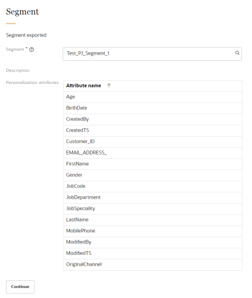 An image of the list of personalization attributes