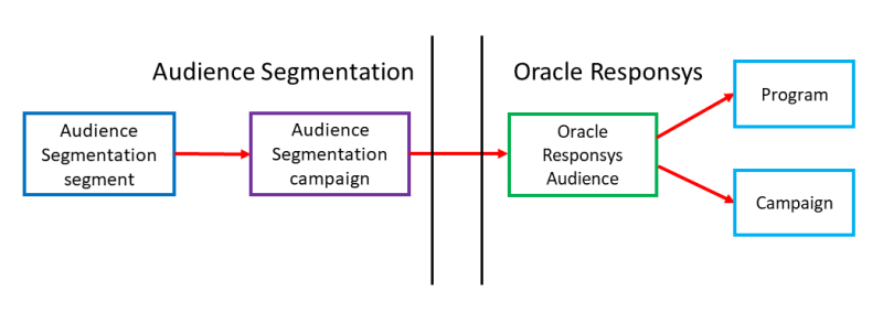 An image showing the flow of data between Audience Segmentation and Oracle Responsys