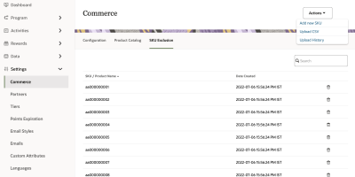 Screenshot showing the Add new SKU option in the dropdown under actions 