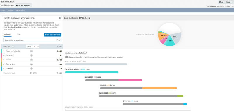 Screenshot of an example audience segmentation in CX Audience