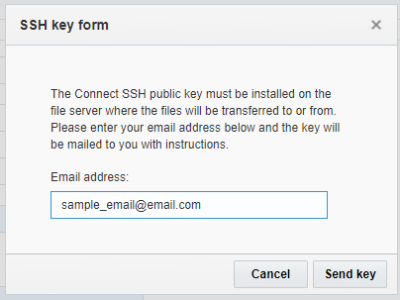 An image of the SSH key form dialog