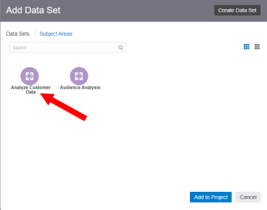 An image of the Add Data Set section for Audience Insight