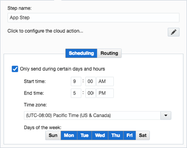 An image of the app scheduling interface