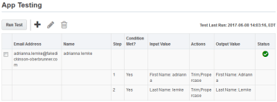 An image of the contact washing machine test tab.