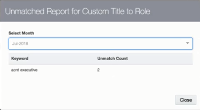 Image of an Unmatched Report for Custom Title to Role lookup, which includes the string acnt executive