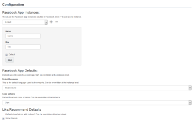 An image of the Facebook Widgets App Configuration window.