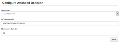 An image of the GoToWebinar Attended configuration window.