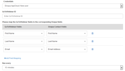 An image of the GoToWebinar Registered Feeder configuration window.