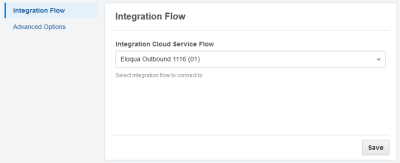 An image of the Integration for Cloud Service for Eloqua Configuration window.