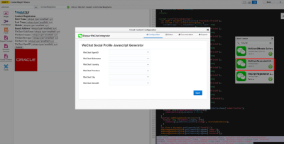 An image of the Landing page showing the WeChat Social Profile JavaScript Generator configuration