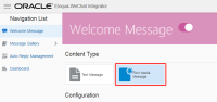 An image of the Welcome Message editor with Rich Media selected.