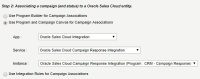 An image showing the completed settings for an Oracle CX Sales app integration