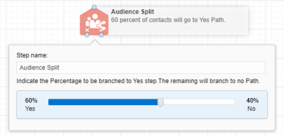 Screenshot showing Audience Split step and its settings