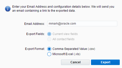 An image of the Export Report dialog box.
