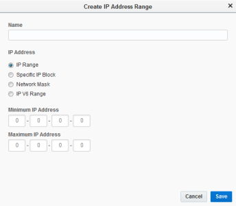 An image of the Create IP Address Range window