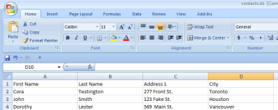An image of a spreadsheet with the City column highlighted.