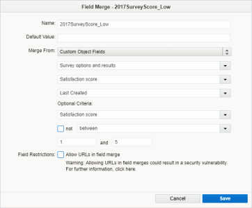 An image showing an example field merge that uses a custom object