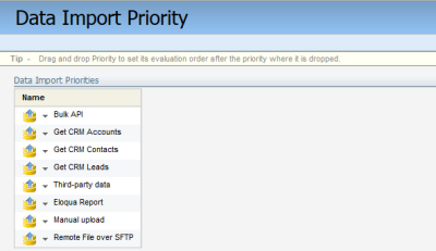 An image of the data import priority. 