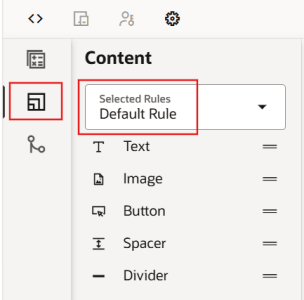 An image showing the default rule selection and content tabs.