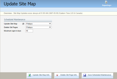 An image of the Update Site Map window.