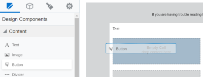 An image showing a button being added to the email canvas