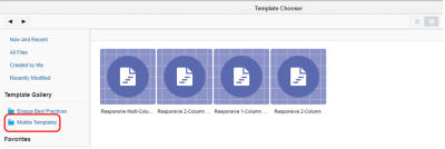 An image highlighting the Mobile Templates folder in the Template Chooser