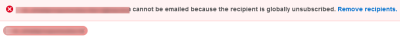 Screenshot showing error sending email 