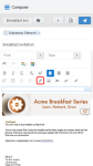 An image of the Hyperlink icon in the toolbar with a URL highlighted in the email.