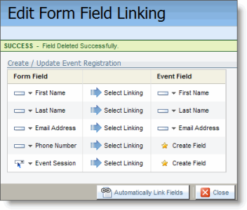 An image of the Edit Form Field Linking dialog box.
