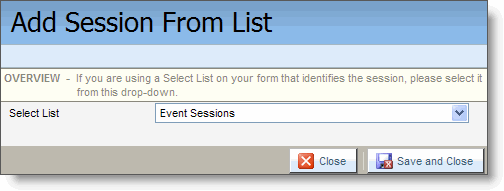 An image of the Add Session From List dialog box.