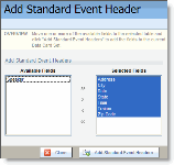 An image of the Add Standard Event Header dialog box.