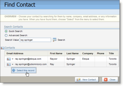 An image of the Find Contact dialog box.