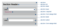 An image of a section of a form with HTML tag labels.