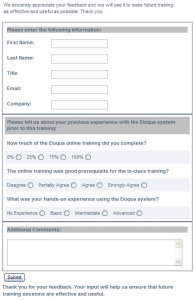 An image of a sample feedback form.