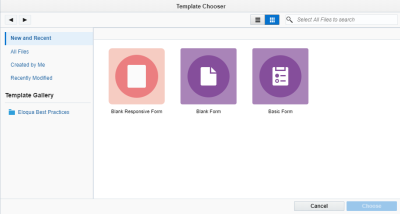 An image of the Forms Template Chooser.