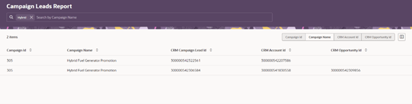 An image illustrating the  Campaign Leads Report search filter