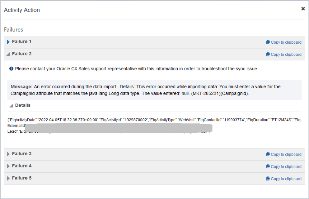 screenshot of an example of the Activity Reports screen