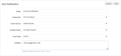 screenshot of the Add Notification setup screen