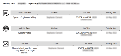 screenshot of the activity feed screen in the Oracle Sales app