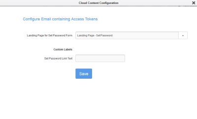An image of the Access Token Email Configuration page.