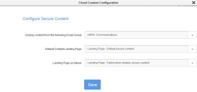 An image of the Secure Content Configuration page.