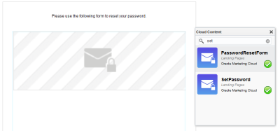 An image of the Password Reset Form widget in the Cloud Content toolbar.