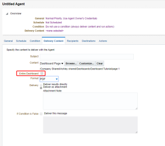 An image of the Delivery Content tab in an agent