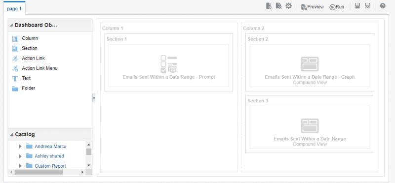 An image of a dashboard with three sections