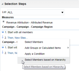 An image showing the Select Memeber based on Hierarchy option