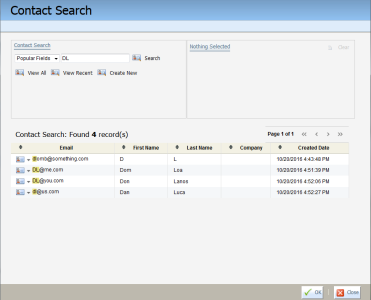 An image of the contact search results.