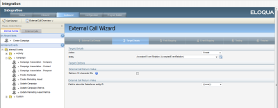 An image of step two of the External Call Wizard