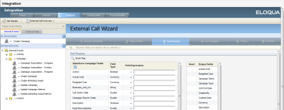 An image of the Field Mapping settings in the External Call Wizard